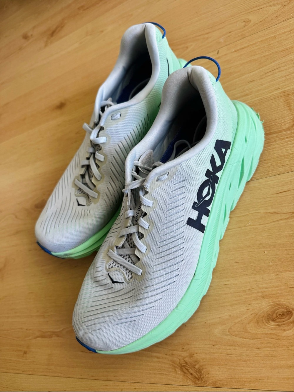 Hoka One One Rincon 3 Men's  Off-White & Mint Green Athletic Running Shoes